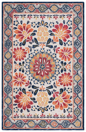 Safavieh Blossom 687 Hand Tufted 80% Wool 20% Cotton Floral Rug Ivory / Red BLM687A-8