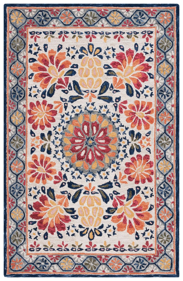 Safavieh Blossom 687 Hand Tufted 80% Wool 20% Cotton Floral Rug Ivory / Red BLM687A-8