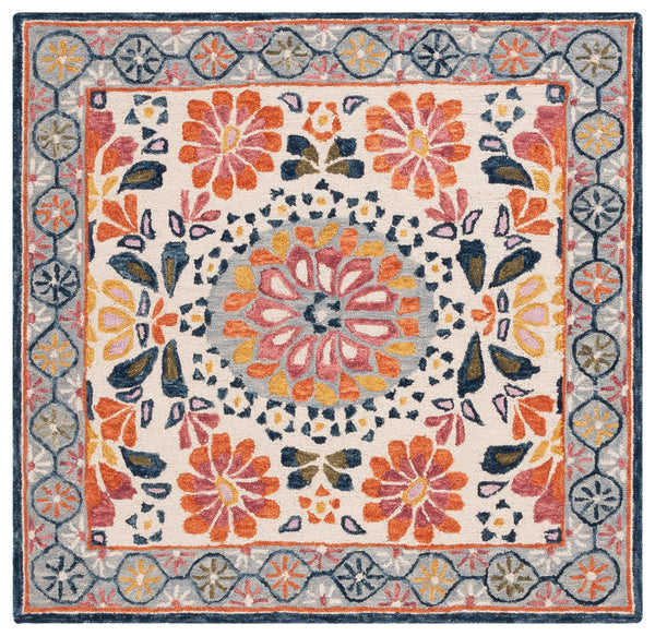 Safavieh Blossom 687 Hand Tufted 80% Wool 20% Cotton Floral Rug Ivory / Red BLM687A-8