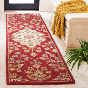 Safavieh Blossom 688 Hand Tufted 80% Wool 20% Cotton Floral Rug Red / Ivory BLM688Q-8