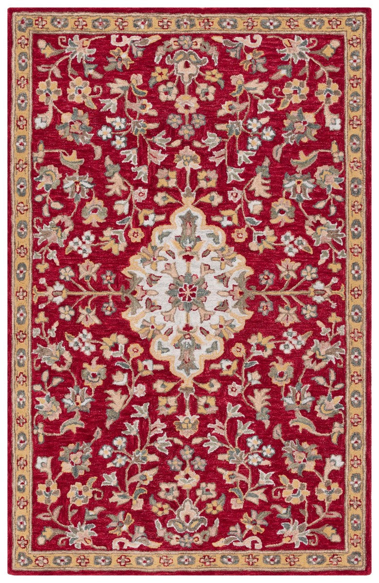 Safavieh Blossom 688 Hand Tufted 80% Wool 20% Cotton Floral Rug Red / Ivory BLM688Q-8