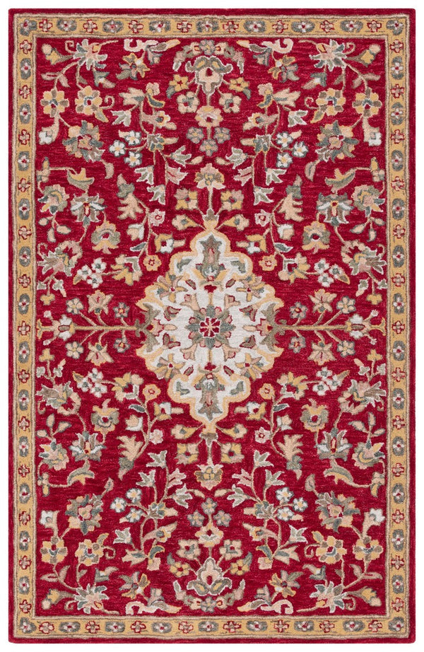Safavieh Blossom 688 Hand Tufted 80% Wool 20% Cotton Floral Rug Red / Ivory BLM688Q-8