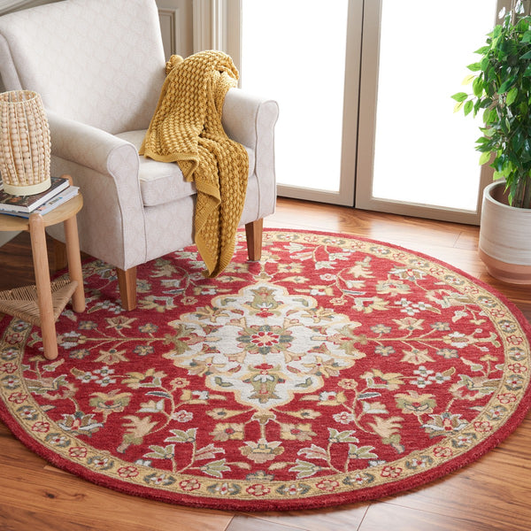 Safavieh Blossom 688 Hand Tufted 80% Wool 20% Cotton Floral Rug Red / Ivory BLM688Q-8