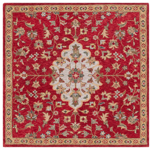 Safavieh Blossom 688 Hand Tufted 80% Wool 20% Cotton Floral Rug Red / Ivory BLM688Q-8