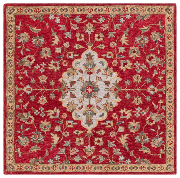 Safavieh Blossom 688 Hand Tufted 80% Wool 20% Cotton Floral Rug Red / Ivory BLM688Q-8