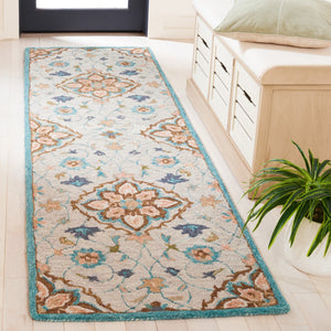 Safavieh Blossom 689 Hand Tufted 80% Wool 20% Cotton Floral Rug Beige / Blue BLM689B-8