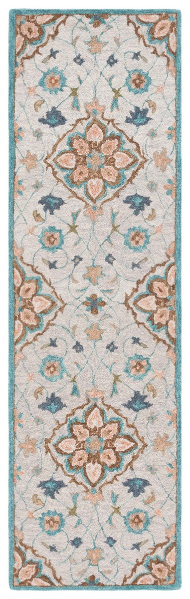 Safavieh Blossom 689 Hand Tufted 80% Wool 20% Cotton Floral Rug Beige / Blue BLM689B-8