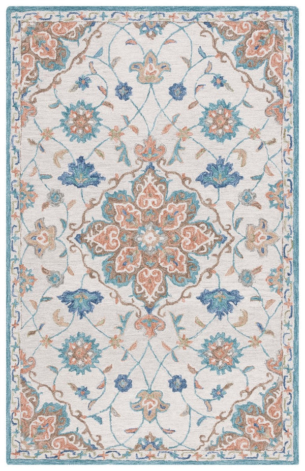 Safavieh Blossom 689 Hand Tufted 80% Wool 20% Cotton Floral Rug Beige / Blue BLM689B-8