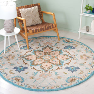 Safavieh Blossom 689 Hand Tufted 80% Wool 20% Cotton Floral Rug Beige / Blue BLM689B-8