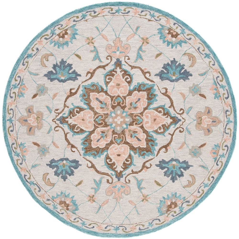 Safavieh Blossom 689 Hand Tufted 80% Wool 20% Cotton Floral Rug Beige / Blue BLM689B-8