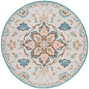 Safavieh Blossom 689 Hand Tufted 80% Wool 20% Cotton Floral Rug Beige / Blue BLM689B-8