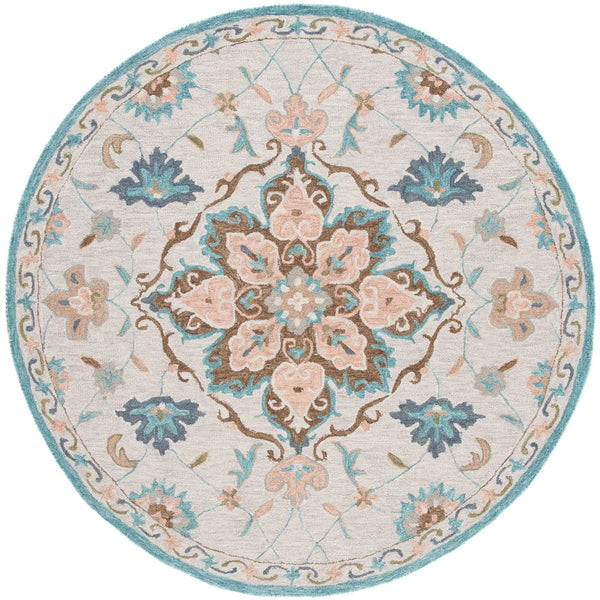 Safavieh Blossom 689 Hand Tufted 80% Wool 20% Cotton Floral Rug Beige / Blue BLM689B-8