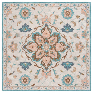 Safavieh Blossom 689 Hand Tufted 80% Wool 20% Cotton Floral Rug Beige / Blue BLM689B-8