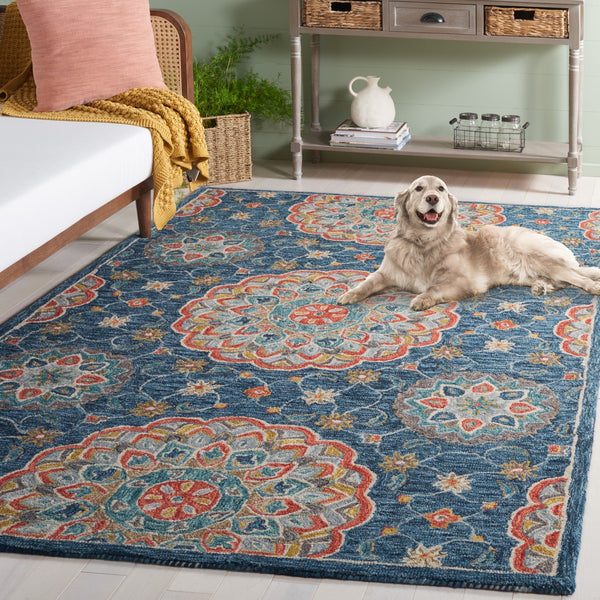 Safavieh Blossom 690 BLM690 Handtufted  Rug Blue / Red BLM690M-8