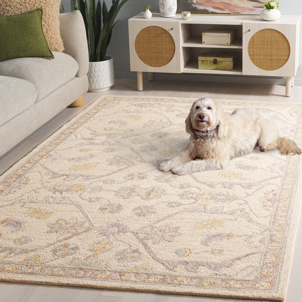 Safavieh Blossom Runner Area Rug - Hand-tufted Wool With Floral Motifs For Elegant Home Décor And Comfort Beige ,Purple Wool Blm701b-5