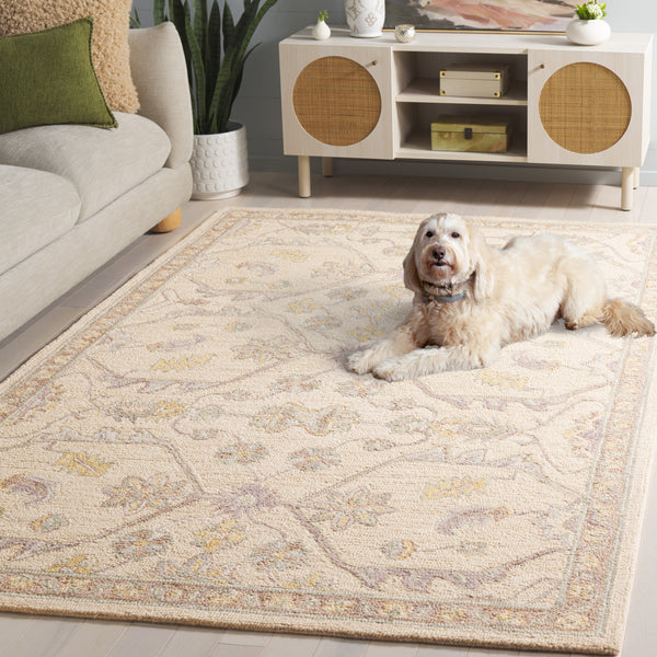 Safavieh Blossom Hand Tufted Wool Area Rug - Elegant Floral Design From India - Timeless Home Décor Piece Beige ,Purple Wool Blm701b-9