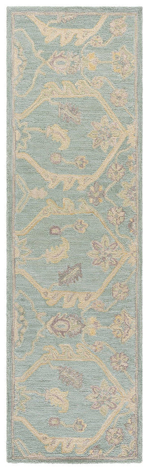 Safavieh Blossom Runner Area Rug - Hand-tufted Wool With Floral Motifs For Elegant Home Décor And Comfort Light Blue ,Beige Wool Blm701l-28