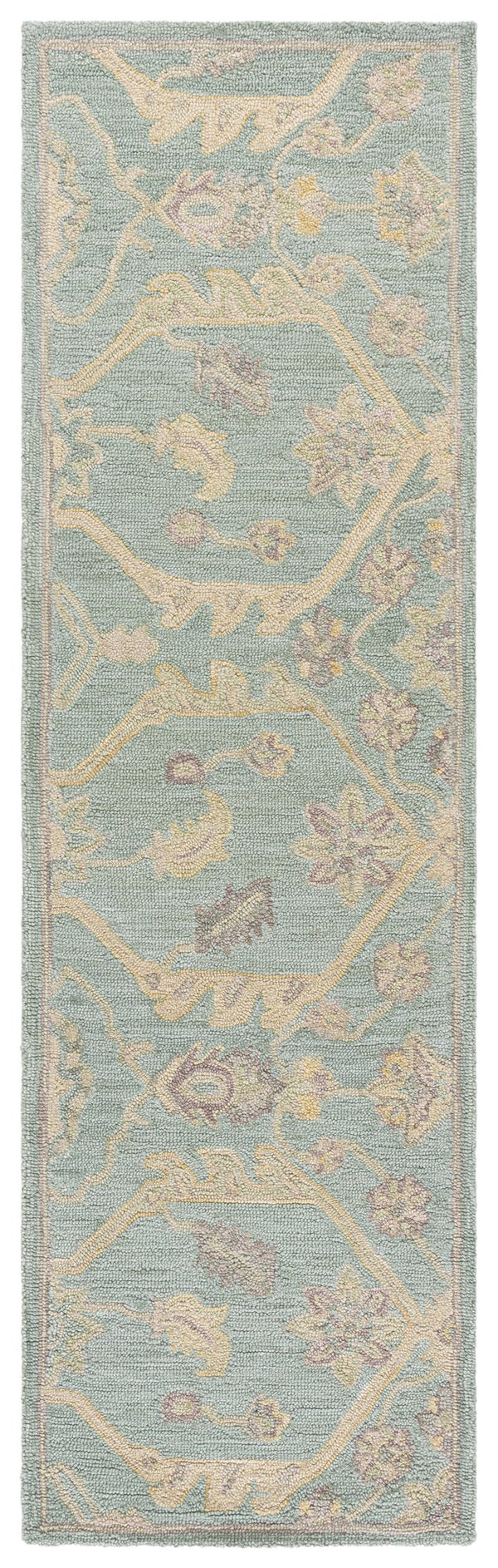 Safavieh Blossom Runner Area Rug - Hand-tufted Wool With Floral Motifs For Elegant Home Décor And Comfort Light Blue ,Beige Wool Blm701l-28
