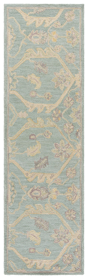 Safavieh Blossom Hand Tufted Wool Area Rug - Elegant Floral Design From India - Timeless Home Décor Piece Light Blue ,Beige Wool Blm701l-9