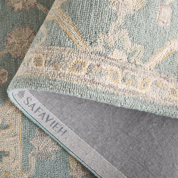 Safavieh Blossom Runner Area Rug - Hand-tufted Wool With Floral Motifs For Elegant Home Décor And Comfort Light Blue ,Beige Wool Blm701l-5