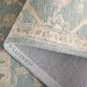 Safavieh Blossom Hand Tufted Wool Area Rug - Elegant Floral Design From India - Timeless Home Décor Piece Light Blue ,Beige Wool Blm701l-9