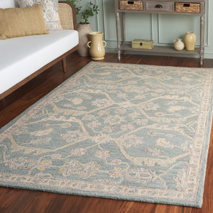 Safavieh Blossom Runner Area Rug - Hand-tufted Wool With Floral Motifs For Elegant Home Décor And Comfort Light Blue ,Beige Wool Blm701l-5