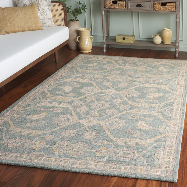 Safavieh Blossom Runner Area Rug - Hand-tufted Wool With Floral Motifs For Elegant Home Décor And Comfort Light Blue ,Beige Wool Blm701l-5