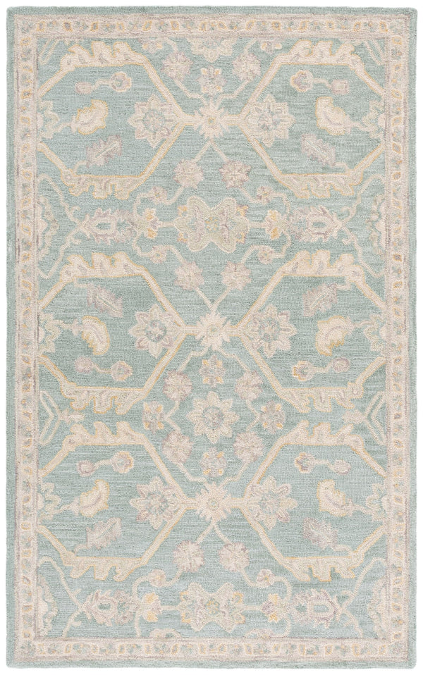 Safavieh Blossom Runner Area Rug - Hand-tufted Wool With Floral Motifs For Elegant Home Décor And Comfort Light Blue ,Beige Wool Blm701l-5
