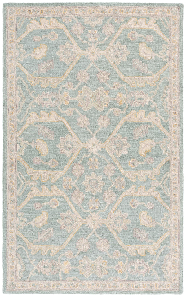Safavieh Blossom Hand Tufted Wool Area Rug - Elegant Floral Design From India - Timeless Home Décor Piece Light Blue ,Beige Wool Blm701l-9