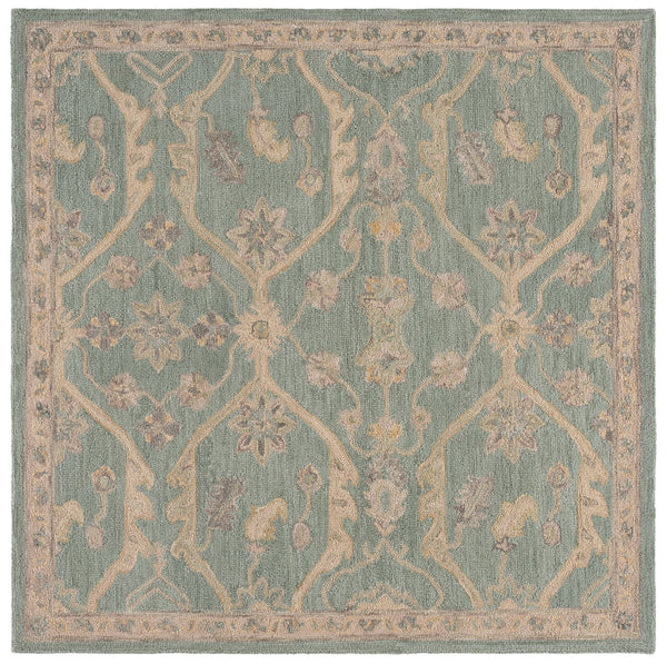 Safavieh Blossom Runner Area Rug - Hand-tufted Wool With Floral Motifs For Elegant Home Décor And Comfort Light Blue ,Beige Wool Blm701l-6sq