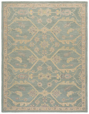 Safavieh Blossom Hand Tufted Wool Area Rug - Elegant Floral Design From India - Timeless Home Décor Piece Light Blue ,Beige Wool Blm701l-9