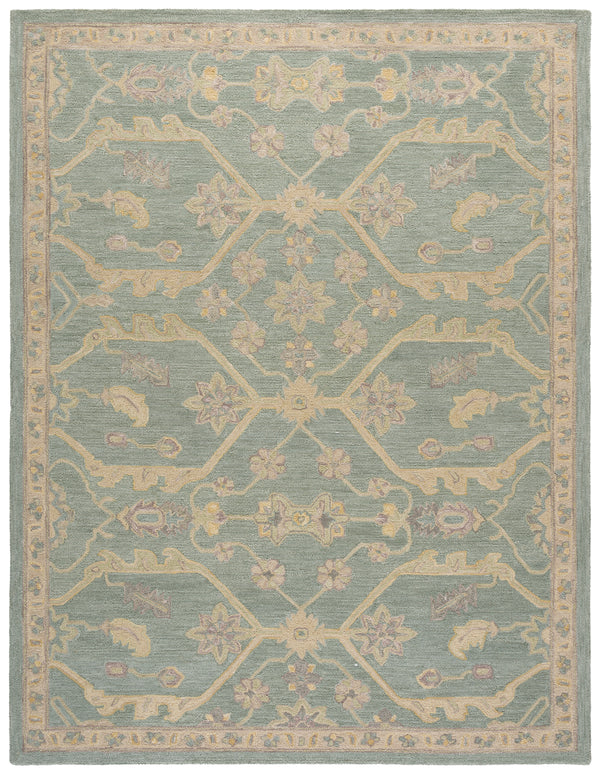 Safavieh Blossom Hand Tufted Wool Area Rug - Elegant Floral Design From India - Timeless Home Décor Piece Light Blue ,Beige Wool Blm701l-9
