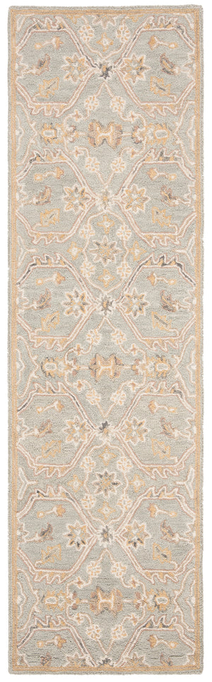 Safavieh Blossom Hand Tufted Wool Area Rug - Elegant Floral Design From India - Timeless Home Décor Piece Slate ,Beige Wool Blm701m-24
