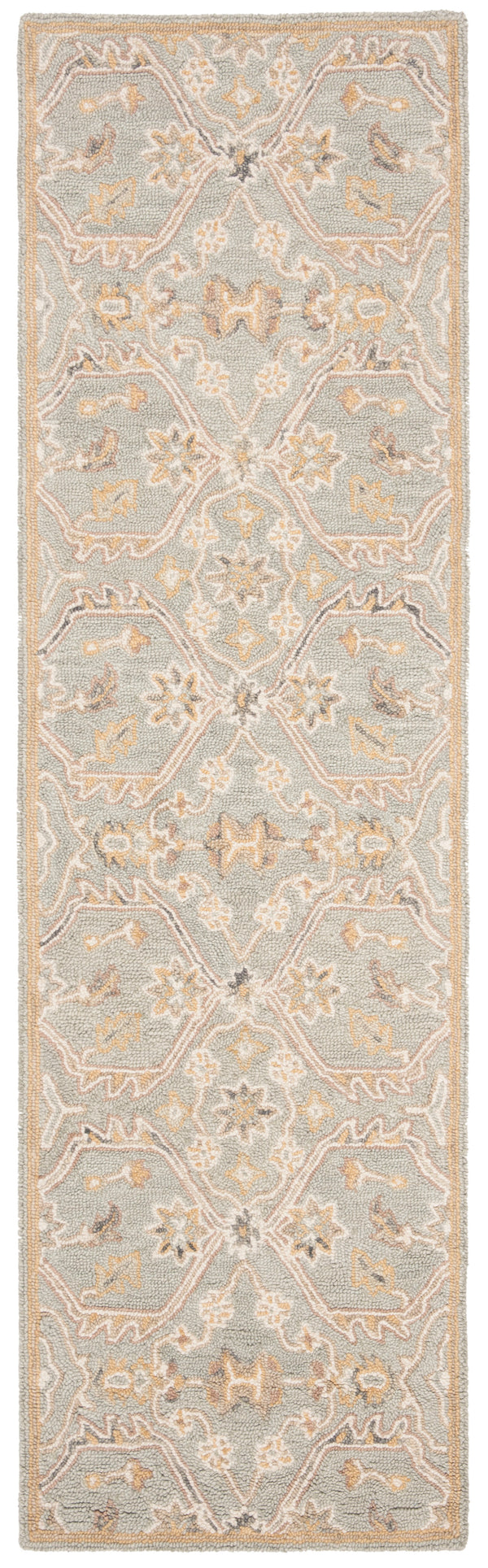 Safavieh Blossom Hand Tufted Wool Area Rug - Elegant Floral Design From India - Timeless Home Décor Piece Slate ,Beige Wool Blm701m-24