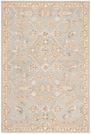 Safavieh Blossom Hand Tufted Wool Area Rug - Elegant Floral Design From India - Timeless Home Décor Piece Slate ,Beige Wool Blm701m-24
