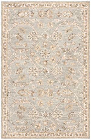 Safavieh Blossom Hand Tufted Wool Area Rug - Elegant Floral Design From India - Timeless Home Décor Piece Slate ,Beige Wool Blm701m-24