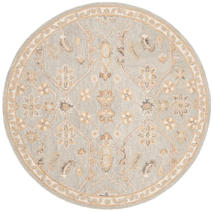 Safavieh Blossom Hand Tufted Wool Area Rug - Elegant Floral Design From India - Timeless Home Décor Piece Slate ,Beige Wool Blm701m-24