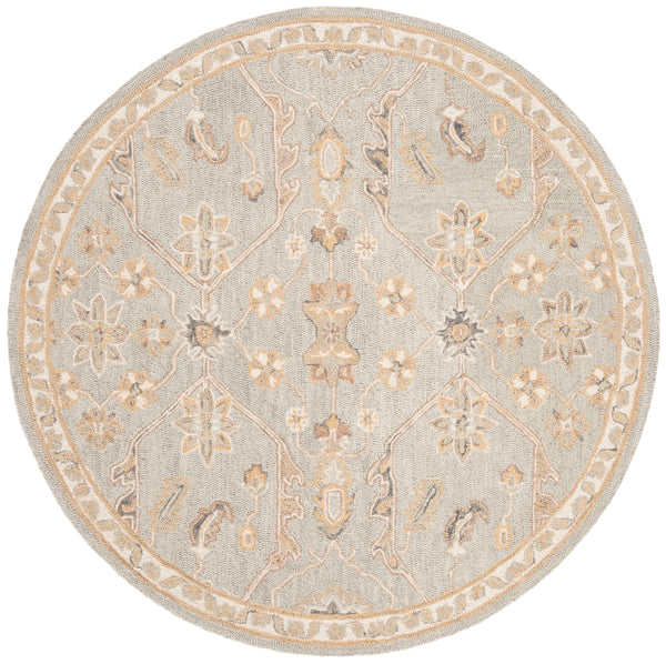 Safavieh Blossom Hand Tufted Wool Area Rug - Elegant Floral Design From India - Timeless Home Décor Piece Slate ,Beige Wool Blm701m-24