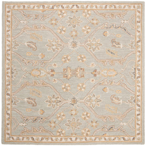Safavieh Blossom Hand Tufted Wool Area Rug - Elegant Floral Design From India - Timeless Home Décor Piece Slate ,Beige Wool Blm701m-24