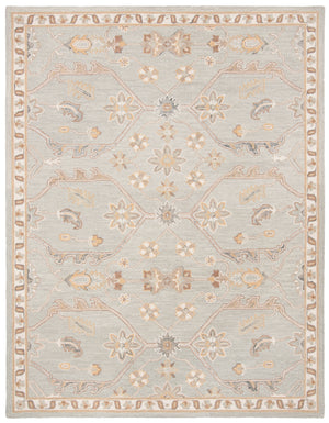 Safavieh Blossom Hand Tufted Wool Area Rug - Elegant Floral Design From India - Timeless Home Décor Piece Slate ,Beige Wool Blm701m-24