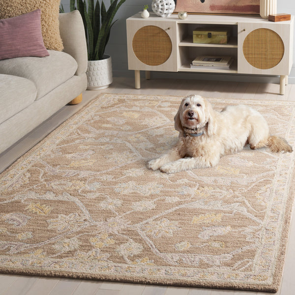 Safavieh Blossom Runner Area Rug - Hand-tufted Wool With Floral Motifs For Elegant Home Décor And Comfort Light Brown ,Beige Wool Blm701t-5