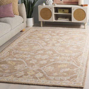 Safavieh Blossom Runner Area Rug - Hand-tufted Wool With Floral Motifs For Elegant Home Décor And Comfort Light Brown ,Beige Wool Blm701t-5