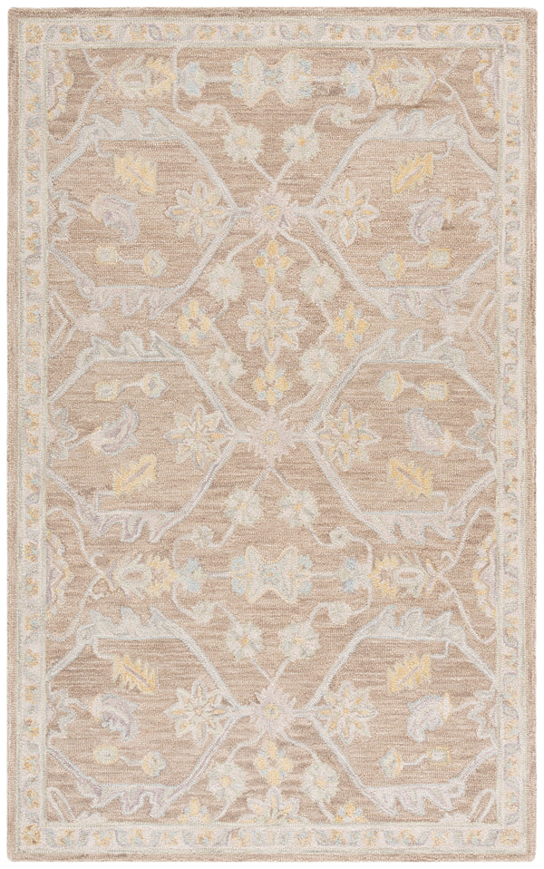 Safavieh Blossom Hand Tufted Wool Area Rug - Elegant Floral Design From India - Timeless Home Décor Piece Light Brown ,Beige Wool Blm701t-3