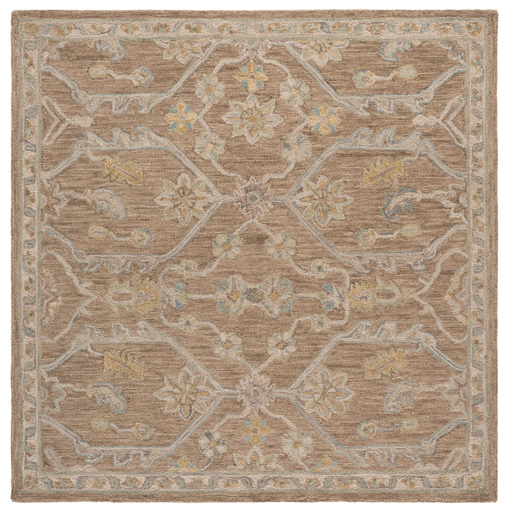 Safavieh Blossom Hand Tufted Wool Area Rug - Elegant Floral Design From India - Timeless Home Décor Piece Light Brown ,Beige Wool Blm701t-3