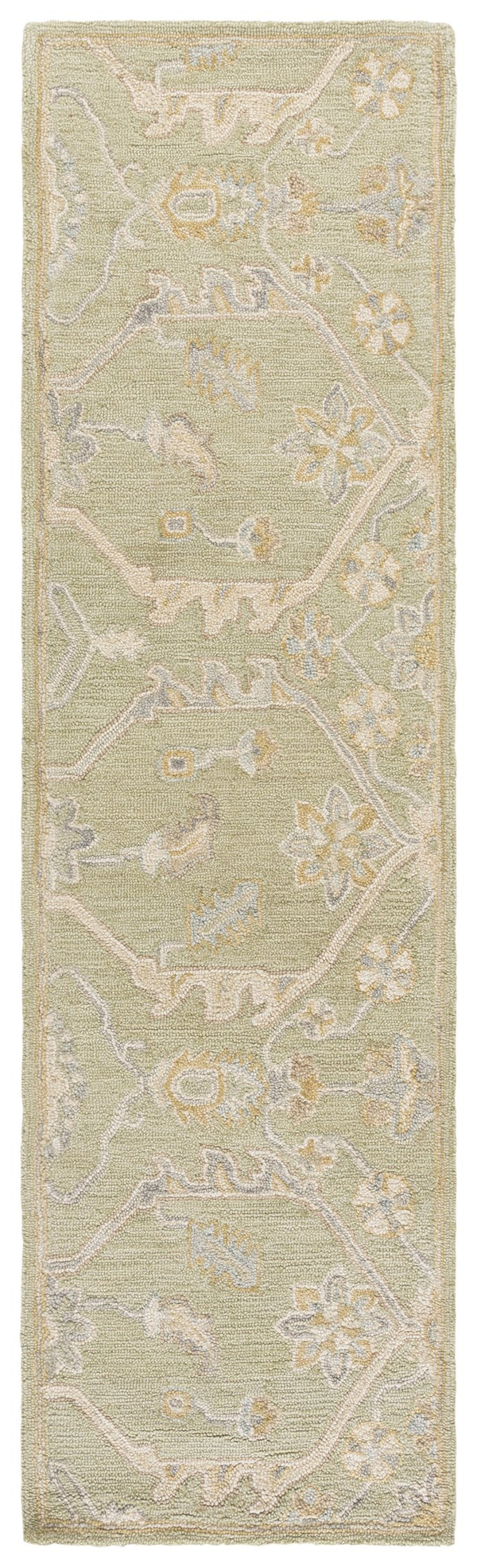 Safavieh Blossom Runner Area Rug - Hand-tufted Wool With Floral Motifs For Elegant Home Décor And Comfort Sage ,Beige Wool Blm701w-28
