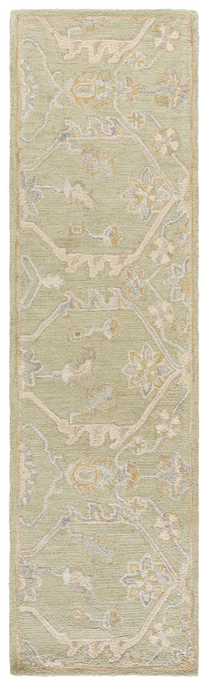 Safavieh Blossom Hand Tufted Wool Area Rug - Elegant Floral Design From India - Timeless Home Décor Piece Sage ,Beige Wool Blm701w-6sq