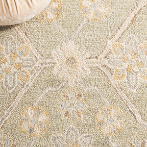 Safavieh Blossom Hand Tufted Wool Area Rug - Elegant Floral Design From India - Timeless Home Décor Piece Sage ,Beige Wool Blm701w-6sq