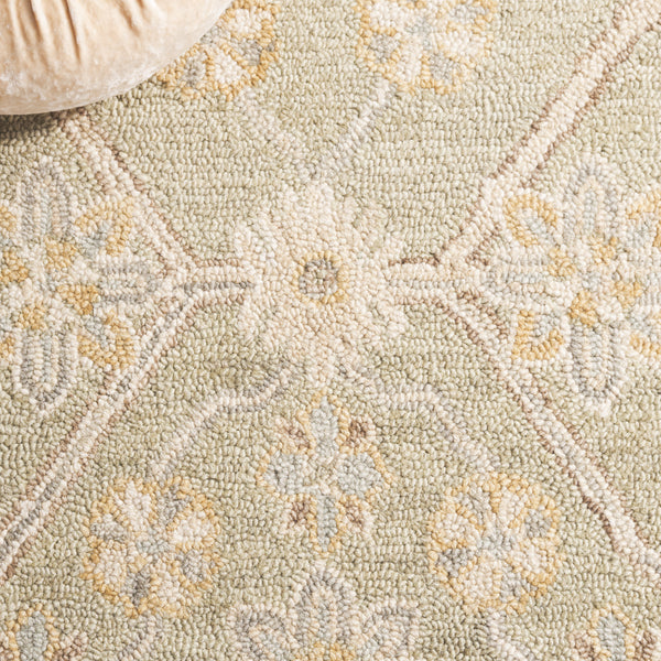 Safavieh Blossom Hand Tufted Wool Area Rug - Elegant Floral Design From India - Timeless Home Décor Piece Sage ,Beige Wool Blm701w-6sq