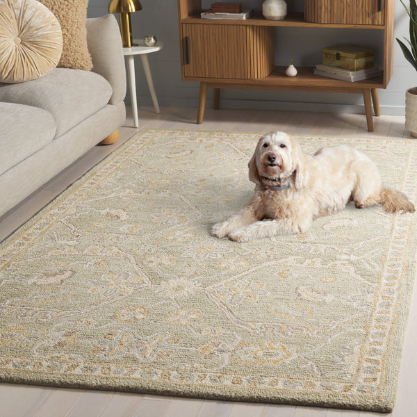Safavieh Blossom Runner Area Rug - Hand-tufted Wool With Floral Motifs For Elegant Home Décor And Comfort Sage ,Beige Wool Blm701w-5