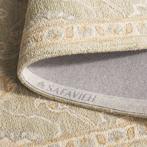 Safavieh Blossom Hand Tufted Wool Area Rug - Elegant Floral Design From India - Timeless Home Décor Piece Sage ,Beige Wool Blm701w-6sq